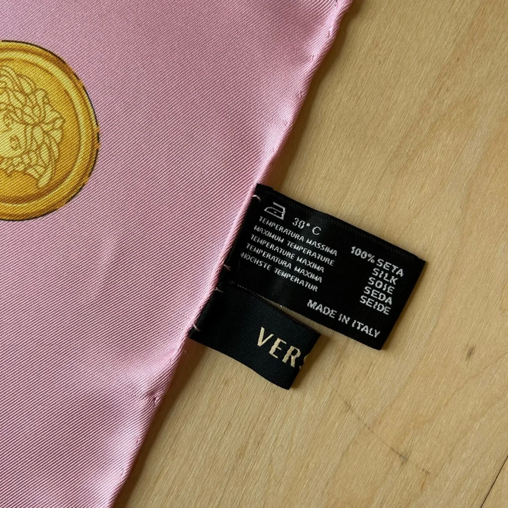 Versace Vintage ‘08 Pink Handbag Silk Scarf - 34 inches w/ certificate NIB/NWT